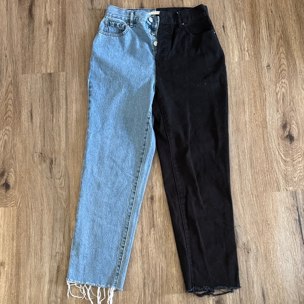 PacSun Two-Tone Black and Blue Straight Leg Jeans